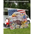 thumbnail image 3 of 4th of July RV Awning Sun Shade Screen 9'X7' 250th Anniversary Mesh Sunscreen Patriotic Bald Eagle American Flag Awning Shade Screen with Zipper UV Blocker Completed Kits for RV Motorhome Camper, 3 of 7