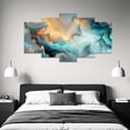 thumbnail image 2 of ZHONGYUTONG Teal Abstract Wall Art 5 Pieces Turquoise Wall Canvas Pictures Prints Modern Abstract Home Wall Decor for Living Room Bedroom Office Framed (8x14inx2pcs 8x18inx2pcs 8x22inx1pcs), 2 of 5