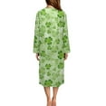 thumbnail image 2 of Yuyamidu St. Patrick's Day Robes for Women Sexy Plus Size M Music Note Mid-Calf Length Bathrobe Casual Crewneck House Kimono Robe Green Leaf Long Sleeve Nightgown with Pockets, 2 of 7