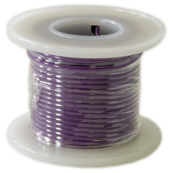25 Feet Purple 22 Gauge Solid Hook-Up Wire, Tinned Copper, PVC Insulation (Shade May Vary)