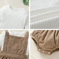 thumbnail image 5 of Younger Tree Newborn Baby Girl Clothes Bell Sleeve Romper and Corduroy Overalls Shorts Infant Girl Fall Outfits for 0-3 Months, 5 of 5