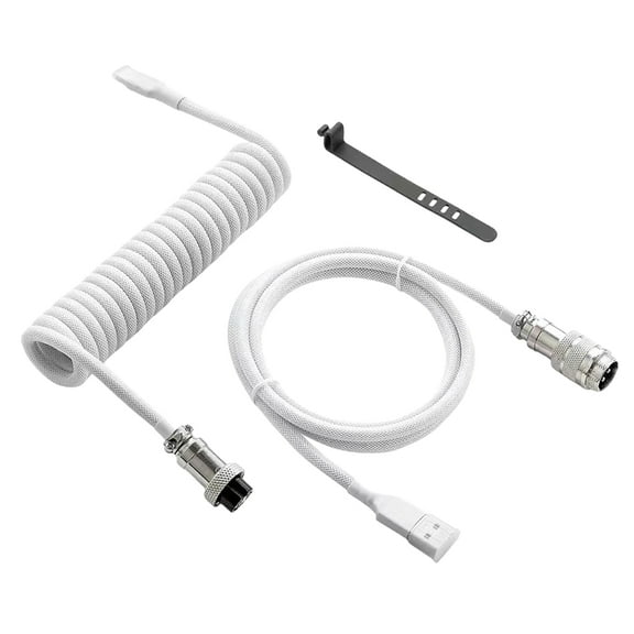 WE-POLUJ Coiled USB Cable for Gaming Mechanical Keyboards Cable Metal Aviation Connectors