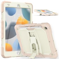 Dteck Shoulder Strap Case for Apple iPad 9th Generation 10.2-inch (2021),iPad 8th/7th Gen 10.2" Shockproof Rubber Armor 3-Layer Protection Case Hybrid Hard Kicstand Cover,Rosegold