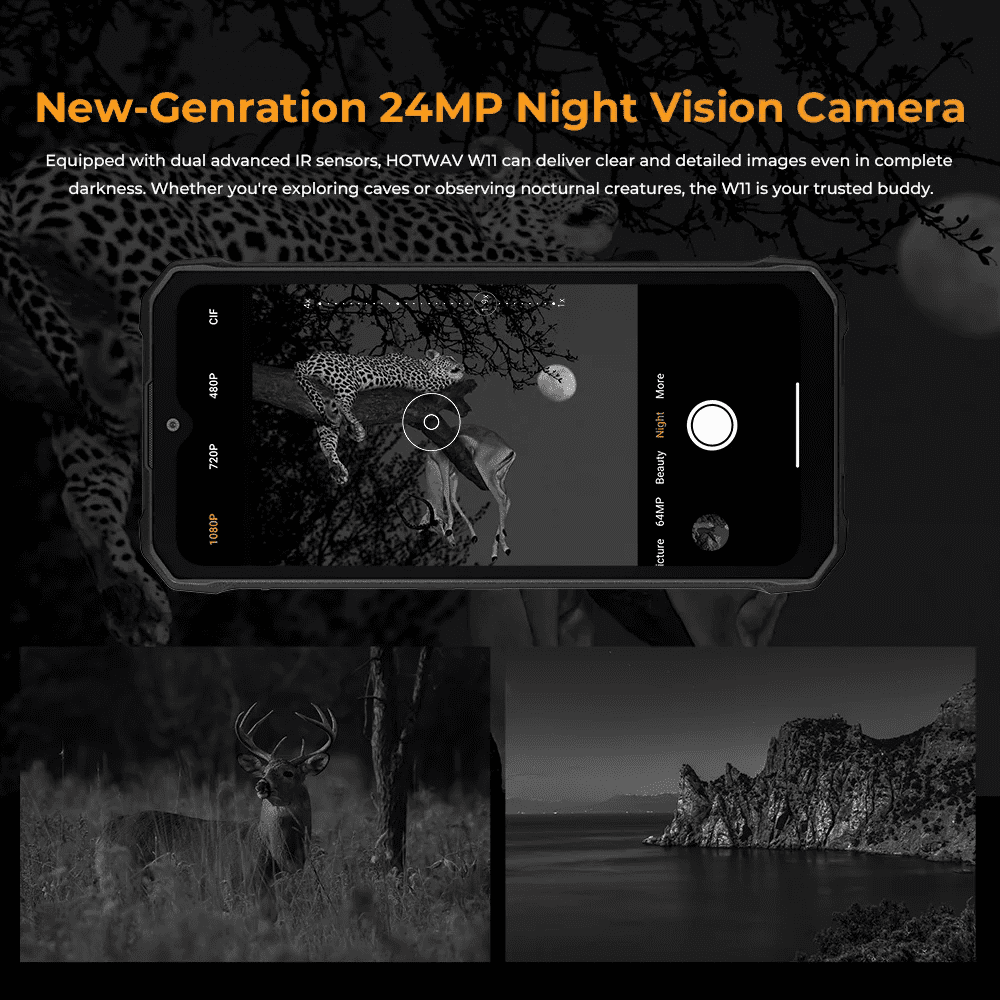 HOTWAV W11 Android 13 Outdoor Mobile Phone 12GB 256GB (2TB Expandable), 20800mAh Battery 33W Outdoor Smartphone