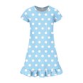 thumbnail image 4 of Abcomgle Girls Short Sleeve Summer Dress Kids Casual A-Line Short Sleeve Tshirt Dresses Polka Dot Ruffle Hem Swing Holiday Sundresses with Pockets for 4-14t Kids, 4 of 4
