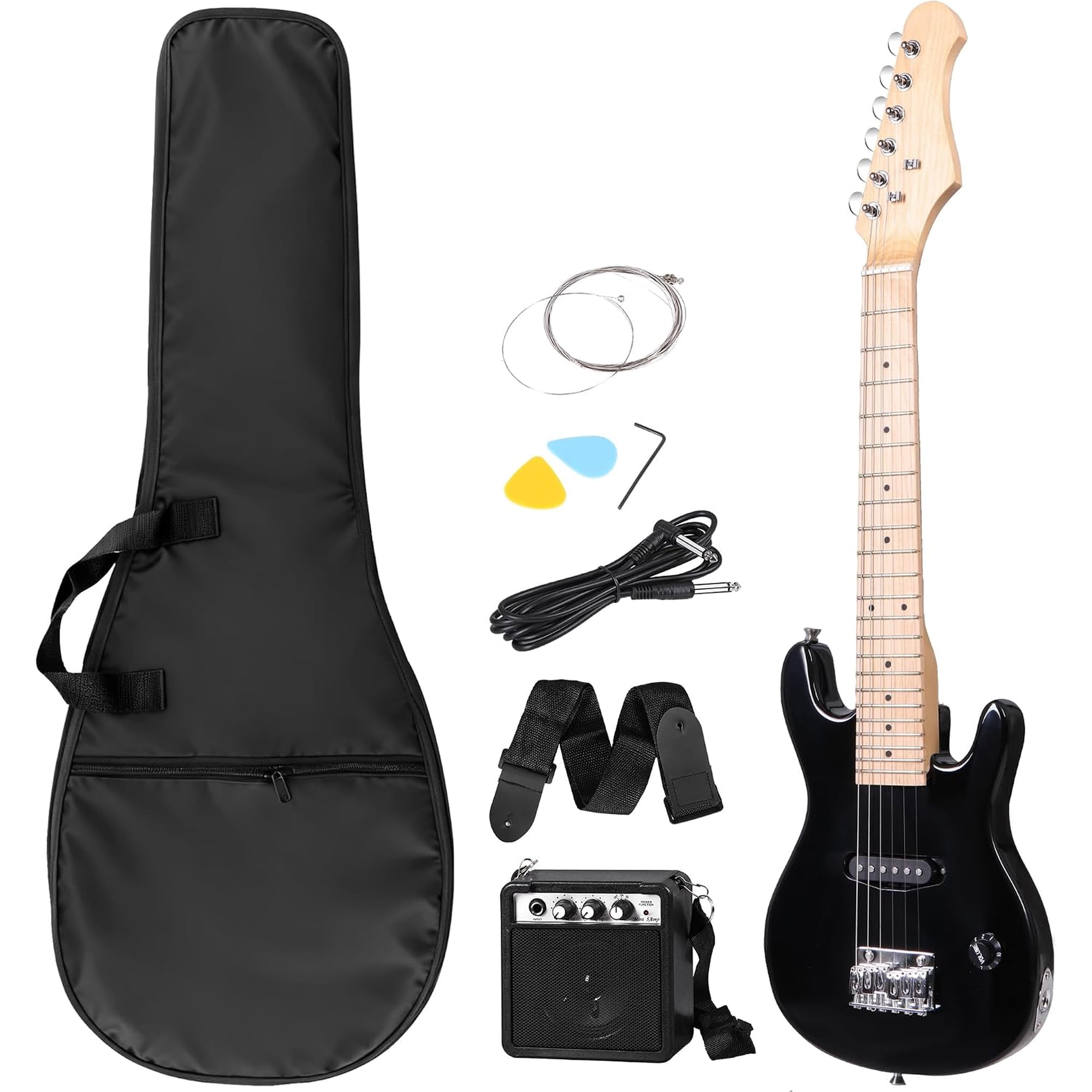 BarefHaven 30 Electric Guitar Beginner Kits Beginner Electric Guitar with 5W Amp and Accessories Pack Guitar Bag for Beginners Black