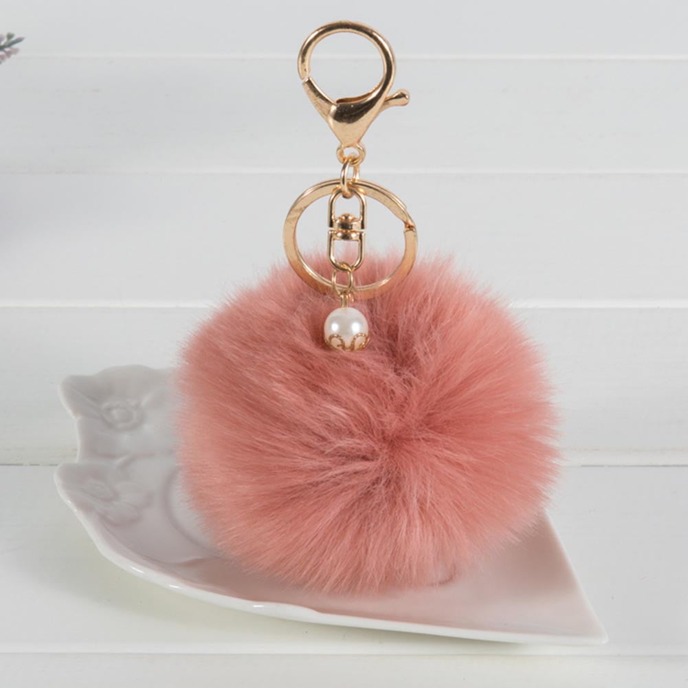 Pom Pom Rabbit Fur Ball Car Key Chain Ring Keyring Women's Bag Accessories Decor 