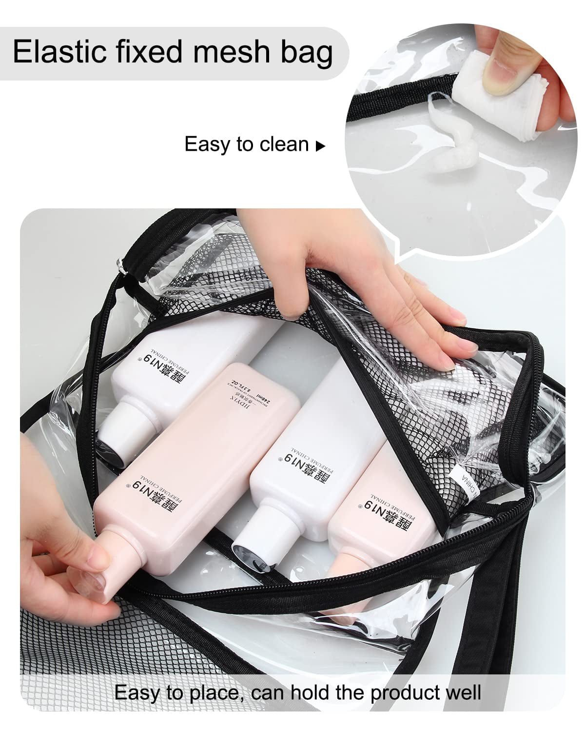 EzPacking Clear TSA Approved 3-1-1 Travel Toiletry Bag for Carry On/Quart Size Transparent Liquids Pouch for Airport Security & Carry On/Reusable See Through
