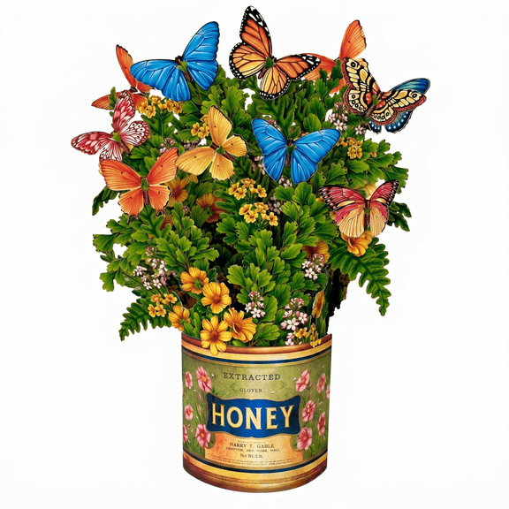 3D Pop Up Flower Bouquet Greeting Card, Buttercup & Butterfly Paper Decor Card, Blank Note Card with Envelope, Ideal Gift Card for Daily Festival Use