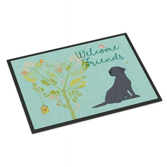 Carolines Treasures  Welcome Friends Black Labrador Retriever Indoor or Outdoor Mat, 24 x 36 in.