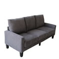 thumbnail image 4 of 75" Upholstered 3-Seat Sofa with Storage Space, Modern Sofa Furniture with Wood Legs, Living Room 3-Seat Armsofa with Thick Cushion, Dark Grey, 4 of 9