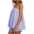 thumbnail image 5 of NominalSnug Lounge Sets for Women Matching Lounge Sets Striped Tube Tops Shorts Sets Summer Vacation Outfits, 5 of 6