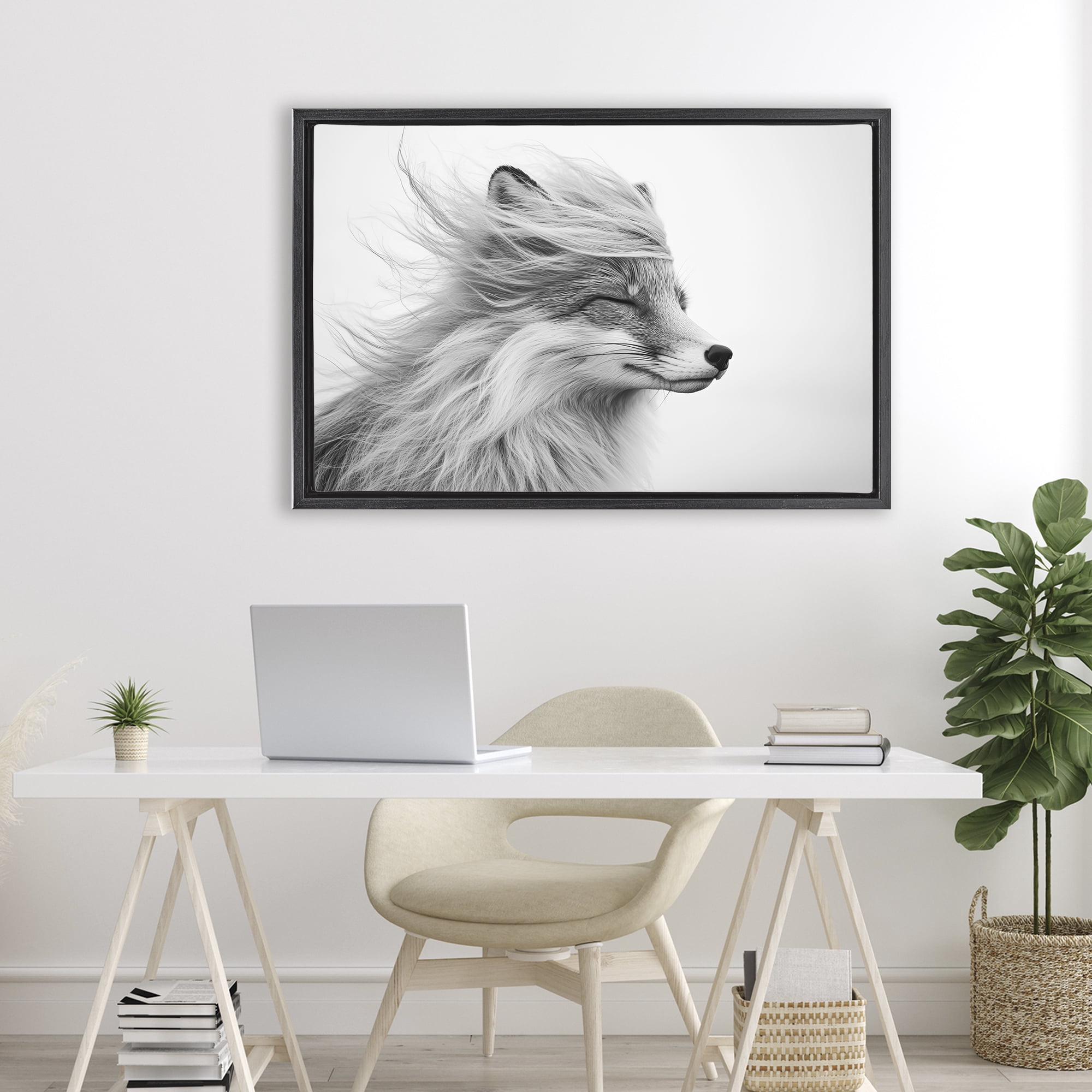 Stupell Industries Easy Breezy Fox Black Framed Floater Canvas Wall Art, design by Tina LeCour