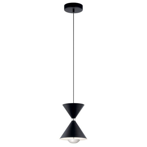 Kordan 7.75 Inch 9.5W 1 Led Mini Pendant-Matte Black Finish Elan Lighting 84112