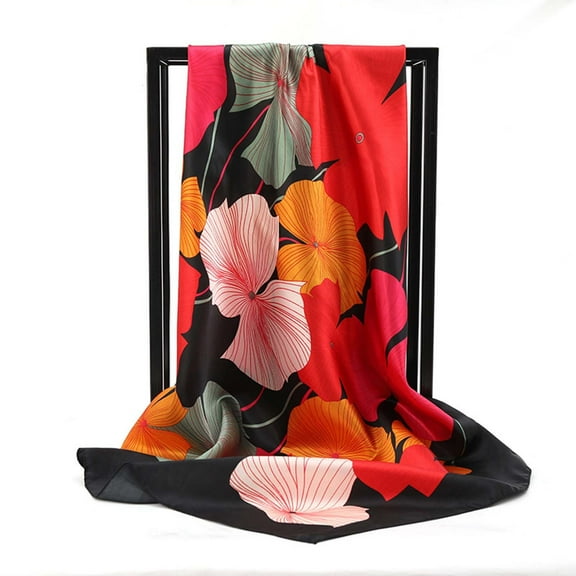 Yuanlong Winter Scarves Long Lightweight Floral Print Silk Large Square Scarf Spring Smooth Comfort Ladies Shawls Wraps