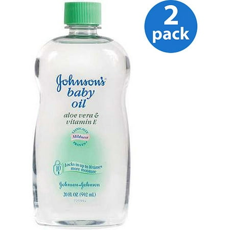 (2 Pack) Johnson's Baby Oil with Aloe Vera & Vitamin E, 20 fl.