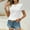 White, variant on ZZwxWA Womens Shirts, Summer Tops, Eyelet Embroidery T Shirts, Women Blouses Dressy Casual, Short Sleeve Scallop Trim Tee