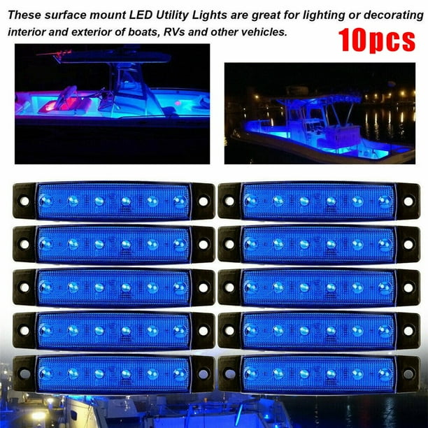 10Pcs 12V 6 LED Marine Boat LED Lamp Cabin Deck Courtesy