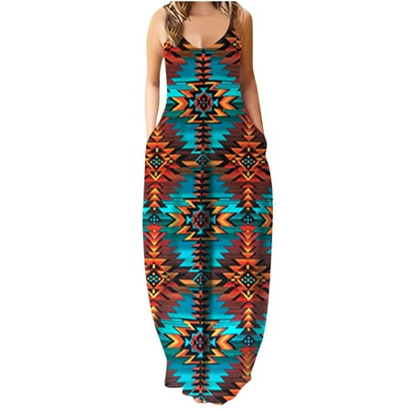 

YanHoo Women s Casual Loose Sundress Long Dress 2023 Sleeveless Maxi Dresses Summer Beach Dresses with Pockets