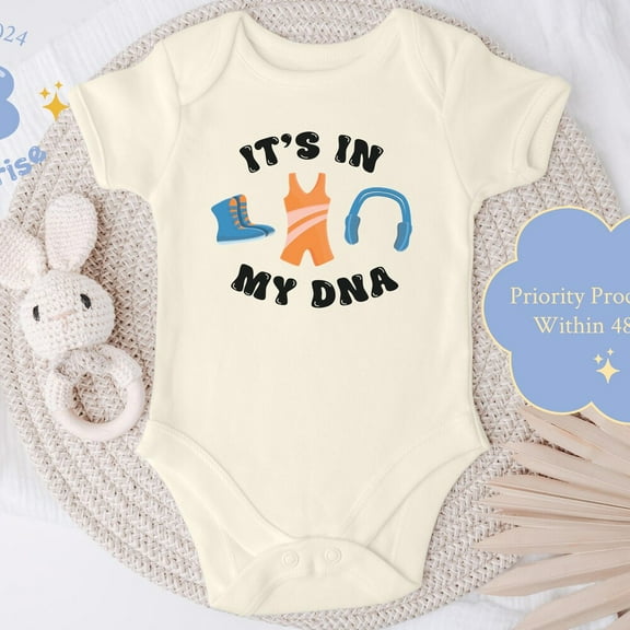 It'S In My Dna Onesie, Wrestling Theme, Wrestler Baby Bodysuit, Baby Gift Cute Baby Onesie, BABY BODYSUIT LAT 4424
