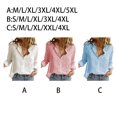 thumbnail image 4 of Minnieouse Camisa de mujer Color sólido Manga larga Top Botón Manga larga Solapa Blusa informal Prendas para la parte del cuerpo Azul 4XL, 4 of 5