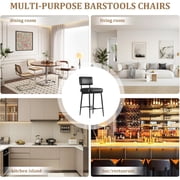 Roromall 2-Piece Bar Stools, 26 Faux Leather Counter Height Bar Stool with Back, Metal Legs, Modern Upholstered Barstool Chairs for Island, Counter Bar, Kitchen