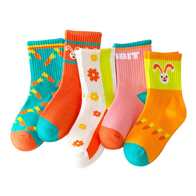Laklulu 5 pares de calcetines antideslizantes de tubo medio Princess en un estilo lindo