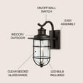 thumbnail image 4 of JONATHAN Y Westfield 10.5" 1-Light Iron/Seeded Glass Rustic Industrial Cage LED Outdoor Sconce, Oil Rubbed Bronze, 4 of 10
