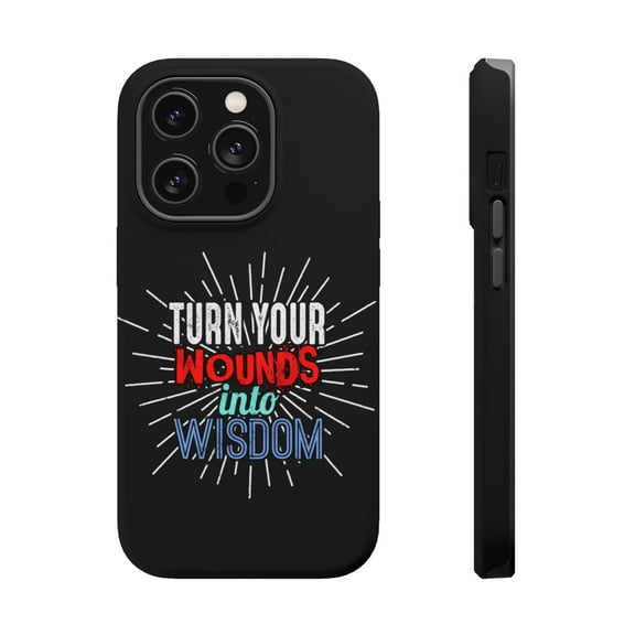 DistinctInk Tough Case for Apple iPhone 15 PRO (6.1" Screen), Compatible with MagSafe Charging - Turn Wounds Into Wisdom