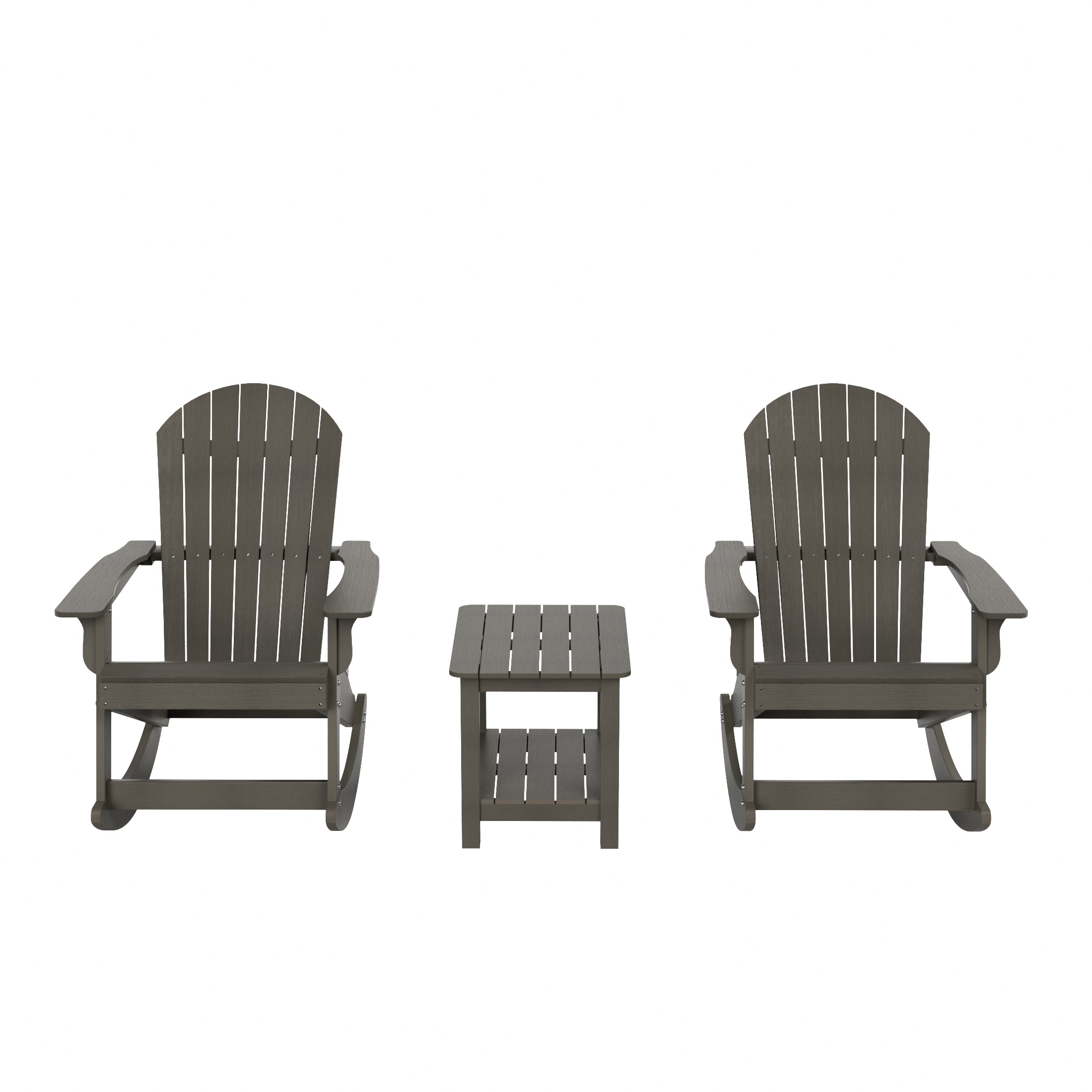 WestinTrends Tuscany 3-Piece HIPS Outdoor Rocking Adirondack Chair With Side Table, Charcoal Gray