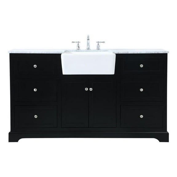 Elegant Decor Franklin 60" Wood Single Bathroom Vanity in Black