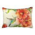 thumbnail image 1 of RYLABLUE Hummingbird Watercolor Painting Abstract Bird In Flight Flower Garden Decorative Pillowcases With Hidden Zipper Decor Cushion Covers Two Side 20x30 inches, 1 of 1
