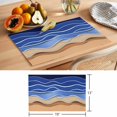 thumbnail image 6 of Blue Brown Beach Placemats Set of 8 Abstract Striped Gradient Ocean Sand Place Mats Indoor Wipeable Table Mats Washable Cloth Dining Table Placemats for Kitchen Holiday Party Home Decor 13x19 Inch, 6 of 9