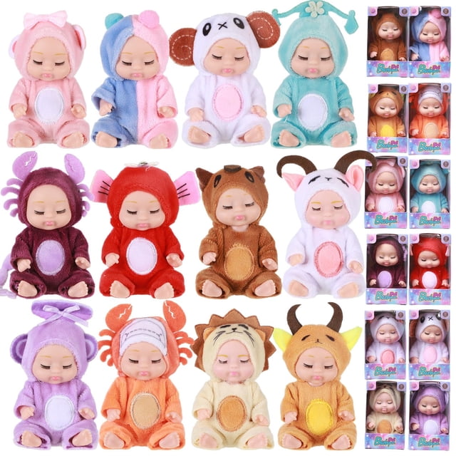 Mini Reborn Baby Doll Hanaive de 4 pulgadas con ropa, juego de 12