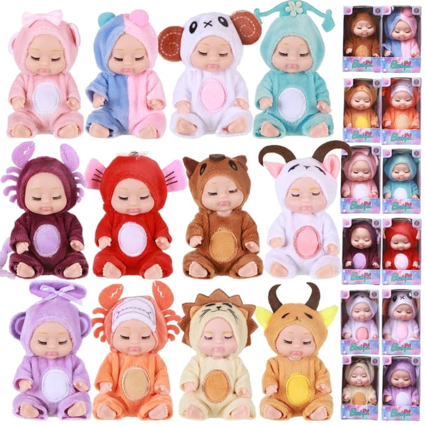 Mini Reborn Baby Doll Hanaive de 4 pulgadas con ropa, juego de 12