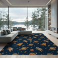 thumbnail image 2 of ODIKA 6'x9' Washable Area Rug Non-Slip, Easy Care, Map Astronaut Rocket Motifs Starry Nebula Themed Galaxy Playful Expressive for Family Room, Living Room, Master Bedroom, 2 of 7