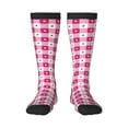 thumbnail image 2 of Lsque Plaid Heart Printed Crew Socks Men's Women's LightWeight Thin Casual Calf Socks ,Knee High Socks,Cotton Socks, 2 of 9