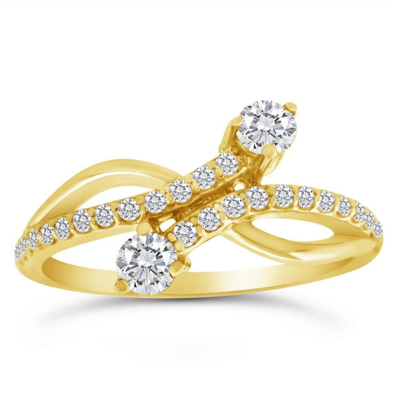 1/2ctw Diamond Two Stone Ring in 10k Yellow Gold