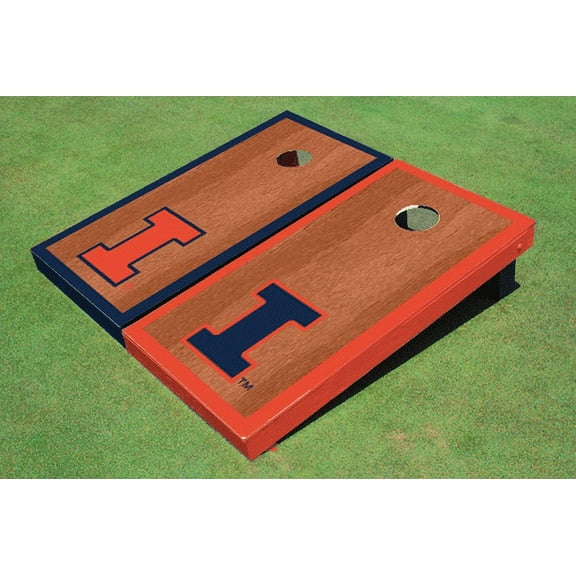 University of Illinois Rosewood Alternating Border Cornhole Boards