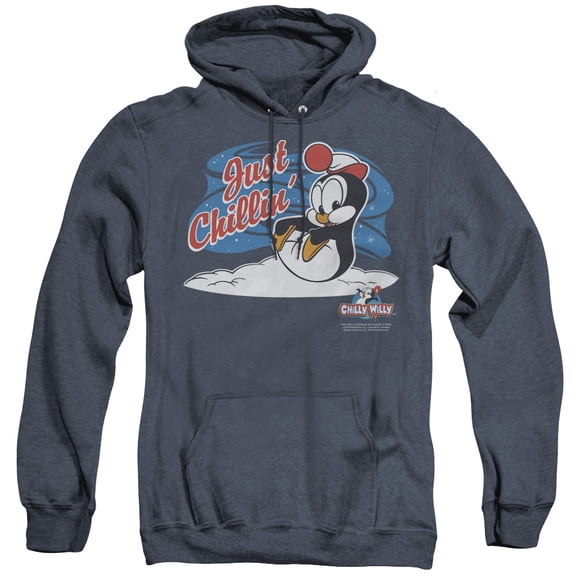 Chilly Willy Just Chillin Adult Heather Hoodie Sweatshirt Navy