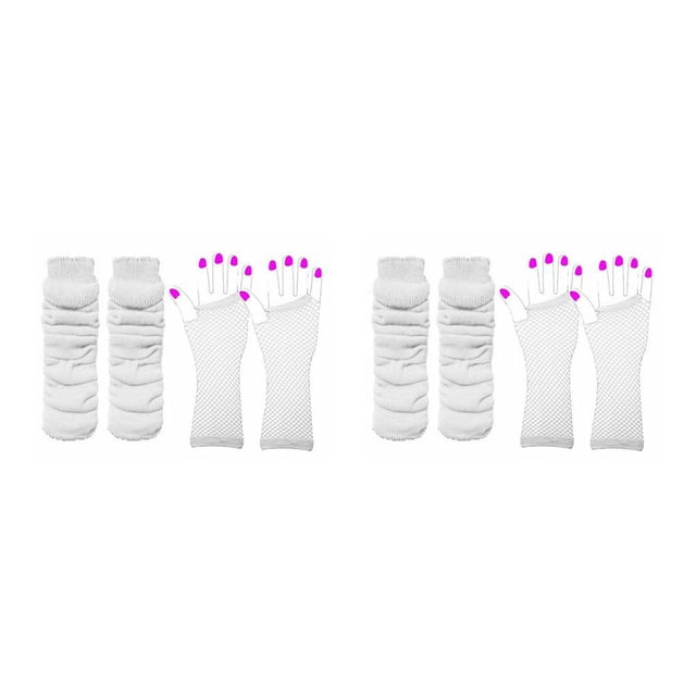 Qarigey Conjunto de accesorios para guantes de red, adorno de vestir, traje de estilo Simple, guantes largos elásticos, accesorio de ropa, Blanco 2piezas