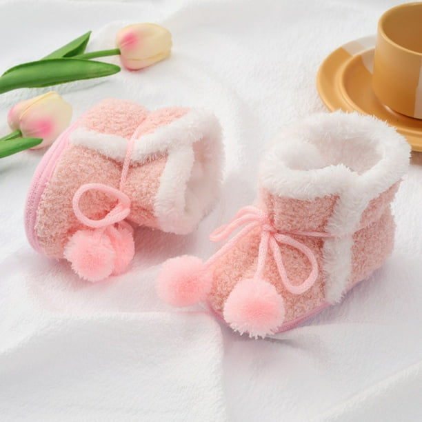 Walker Botas De Nieve Para Bebés Y Niñas Zapatos De Invierno Suela Suave De Lana Primeros Pasos Felpa Prewalker Calzado Recién Nacido 0-18 Meses