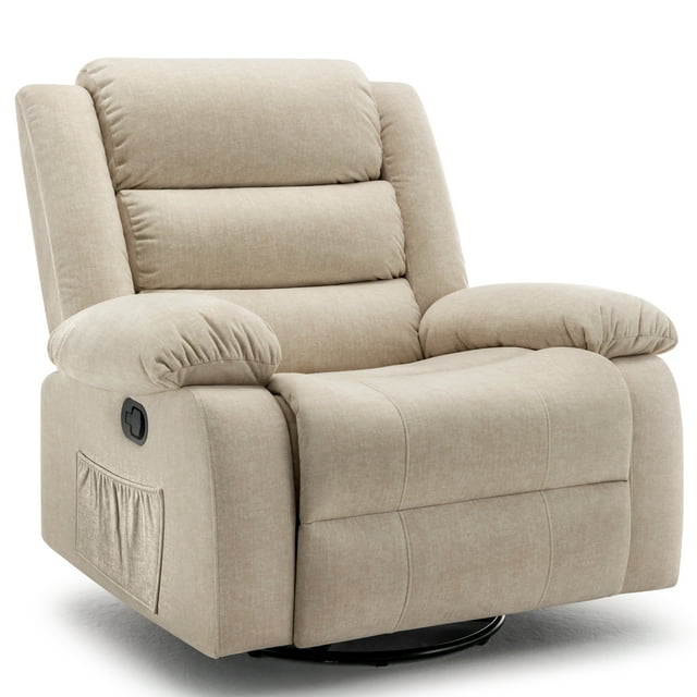 Korser Oversized Swivel Rocker Recliner Chair for Adults 40.6'' Wide for Living Room,Khaki