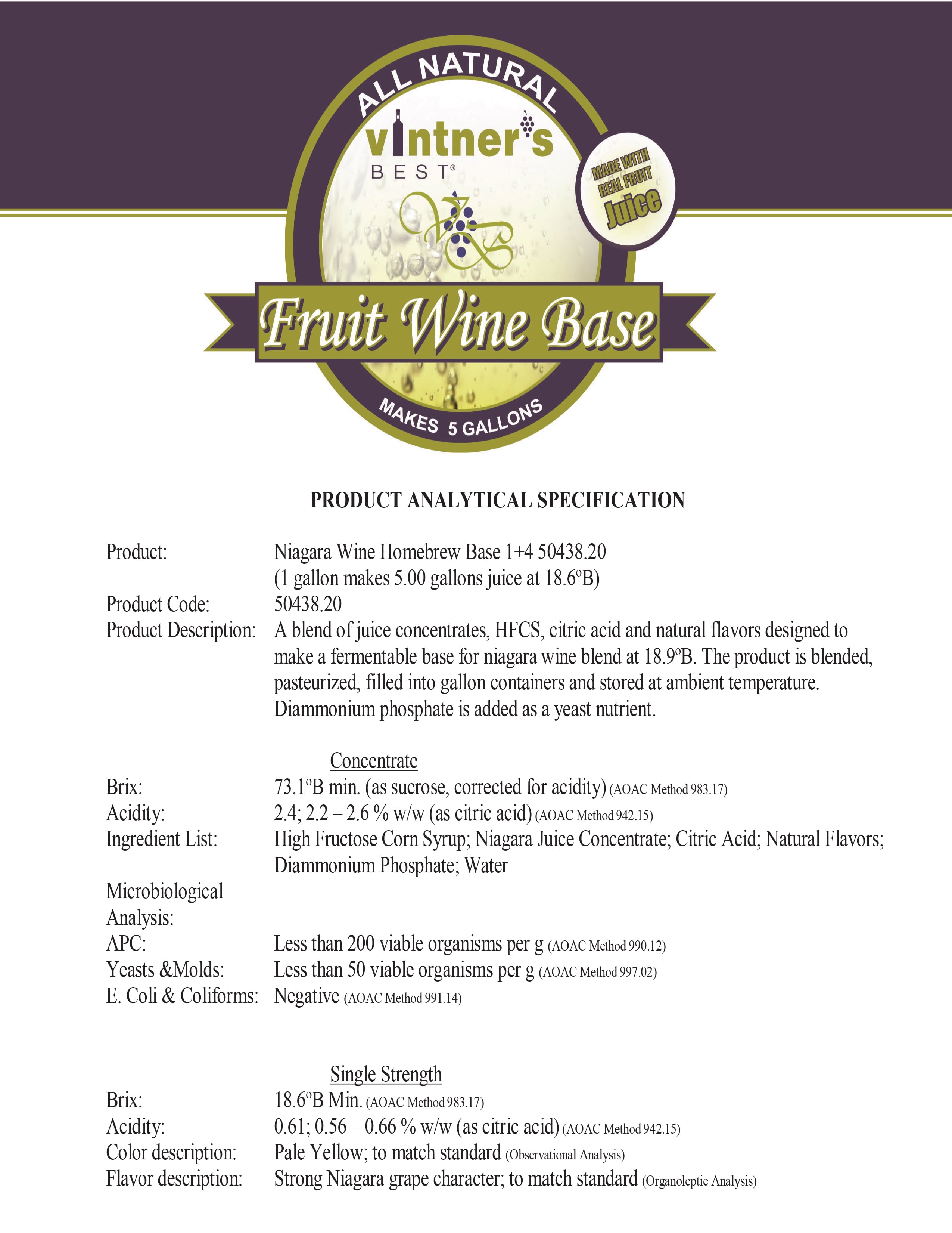 LD Carlson Vintner's Best Niagara Wine Base