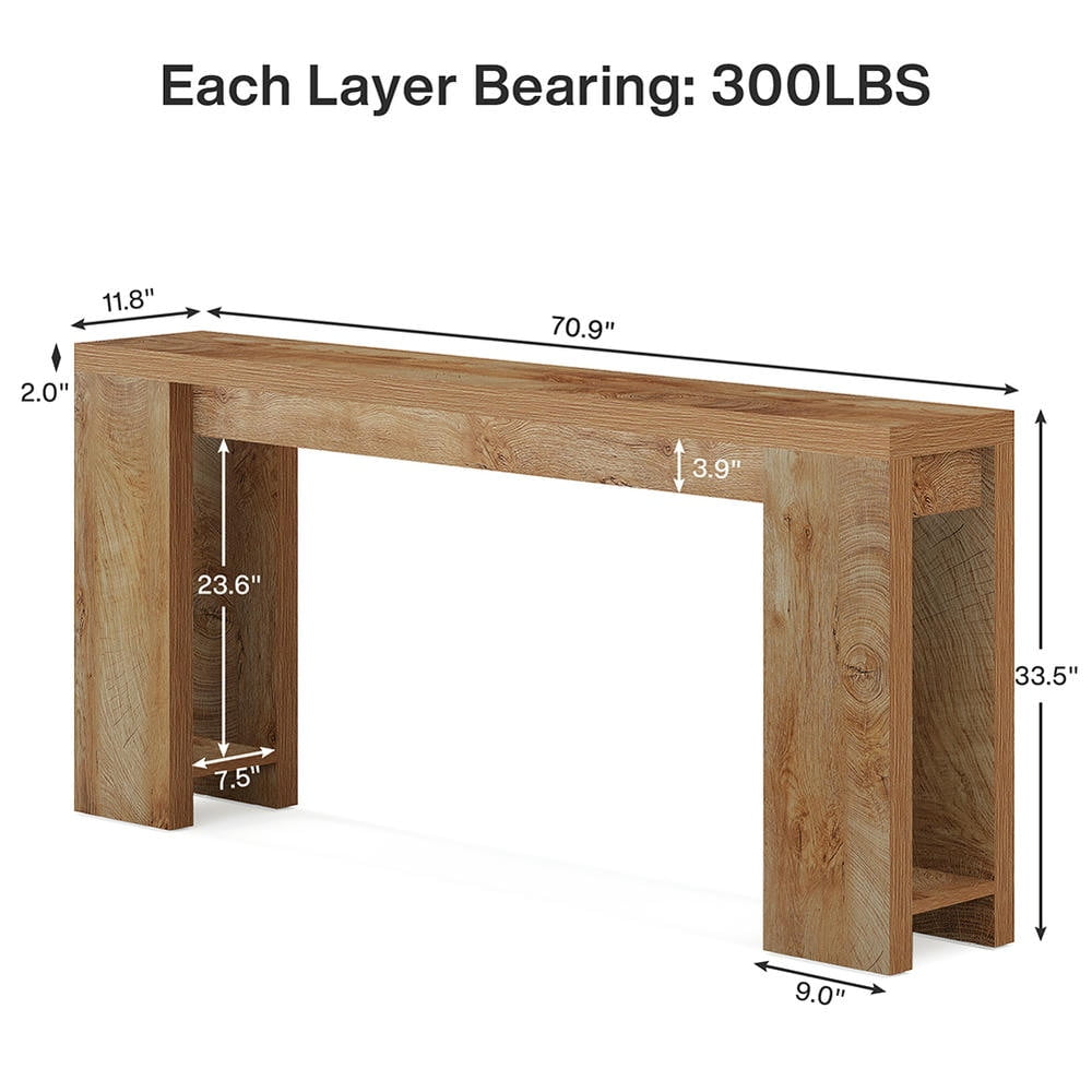Resenkos Entryway Table, Console Sofa Table,70.9" Wood Console Table, Farmhouse Sofa Table Entryway Table,Brown