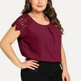 thumbnail image 4 of Womens Clothes Clearance 2025 Clearance! asdoklhq Womens Plus Size Clearance Fashion Womens Plus Size Solid O-Neck Floral Lace Shoulder T-Shirt Tops Blouse, 4 of 9