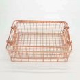 thumbnail image 1 of Modern Nordic Iron Storage Basket with Handle - Rose Gold, Large Capacity (32X22X12CM) - Durable, Versatile Organizer for Home & Office - Stores Cosmetics, Books, Stationery & More - New Design, 1 of 6