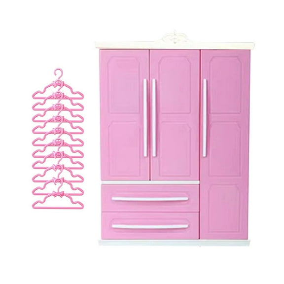 Rushawy Doll Closet Armoire Lovely Dollhouse Accessories Decorations Ornament Miniatures