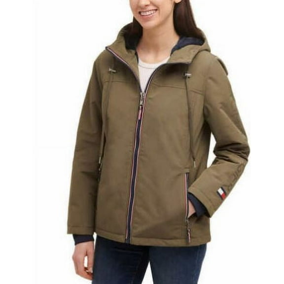 Tommy Hilfiger Ladies' Softshell Hooded Jacket, Olive Green XL