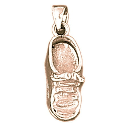 14K Rose Gold 3-D Baby Shoe Pendant - 24 mm